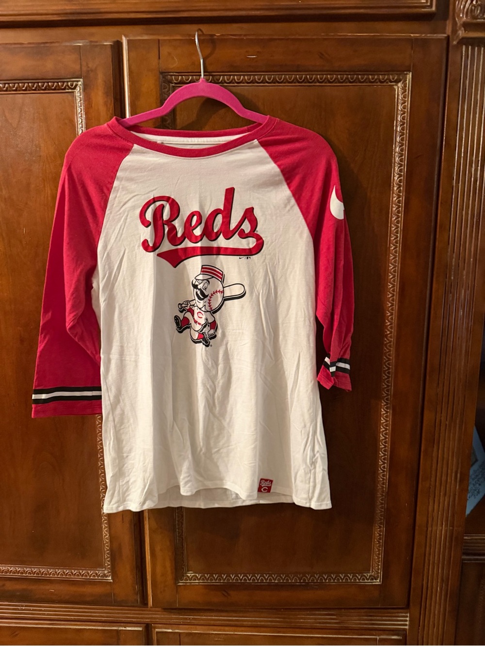 Reds Raglan Kids Baseball Tee - Red & White
